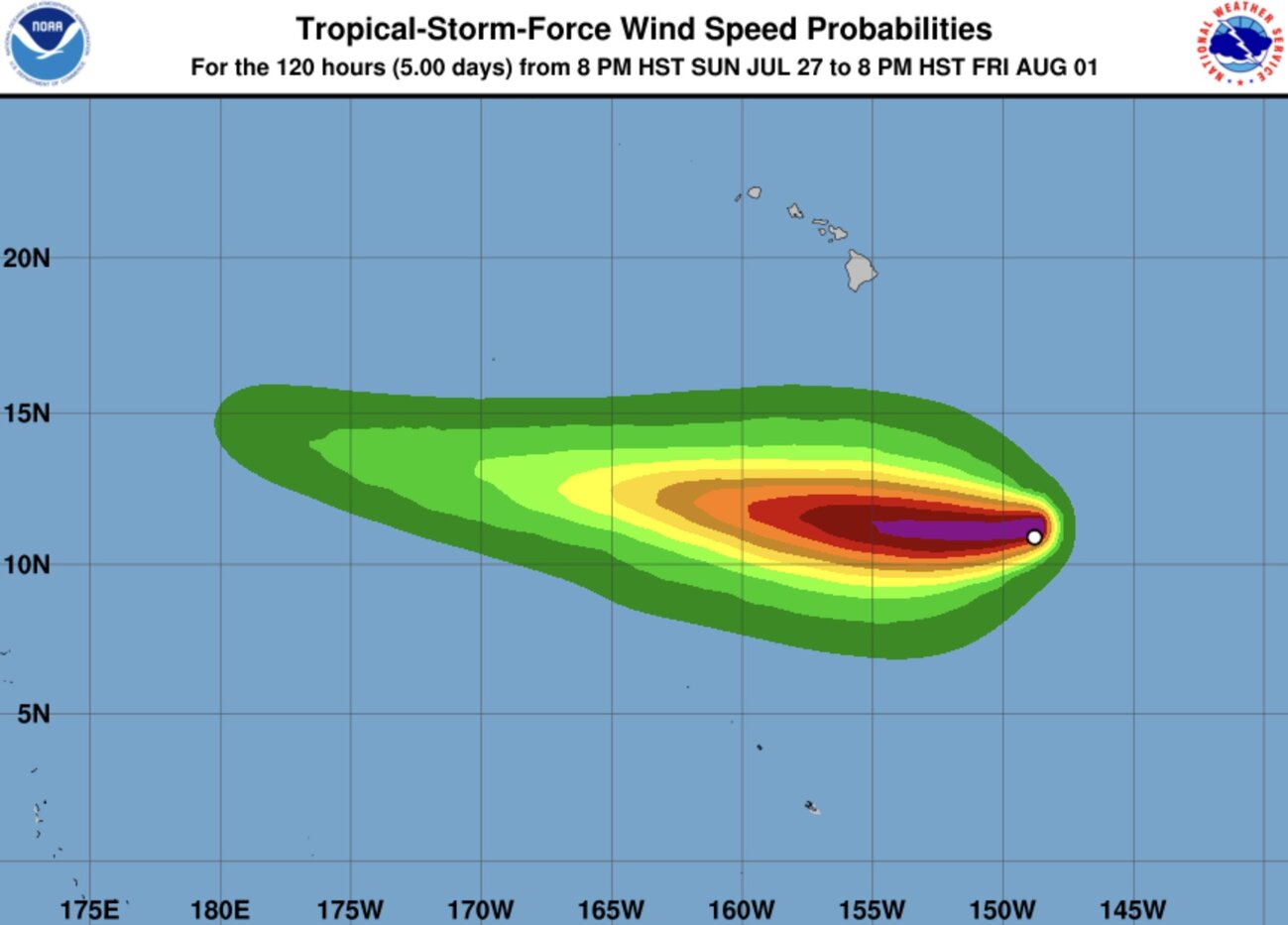 El tifon Iona es el tifon numero 1 en la region del Pacifico Este. Foto: NHC