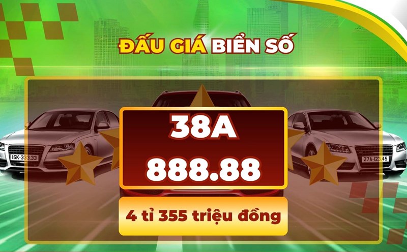 There was a license plate exceeding the 4 billion VND mark in the auction on July 28