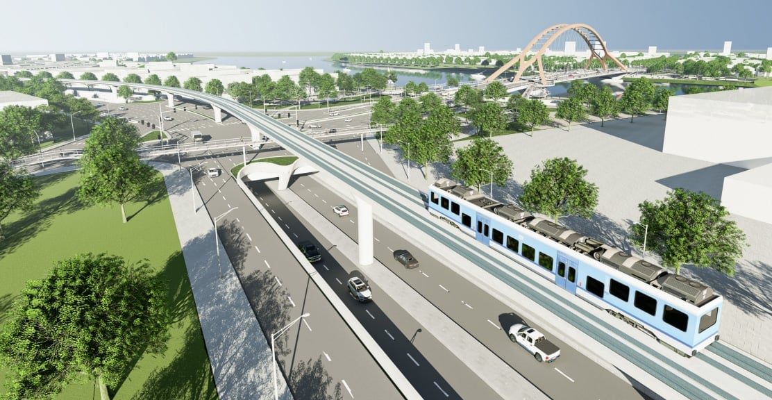 Perspective du concours de plans de planification et d'architecture du groupe de nœuds de circulation menant au pont Hoa Xuan. Photo : Service de la construction de la ville de Da Nang