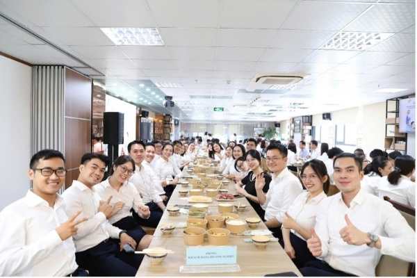 “Bua com Cong doan” tai Vietcombank chi nhanh Chuong Duong. Anh: Vietcombank