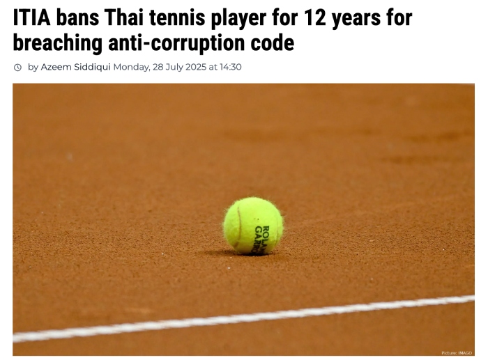 Thai tennis player Kunsunwan is banned from playing for a long time for cheating. Photo from the British newspaper