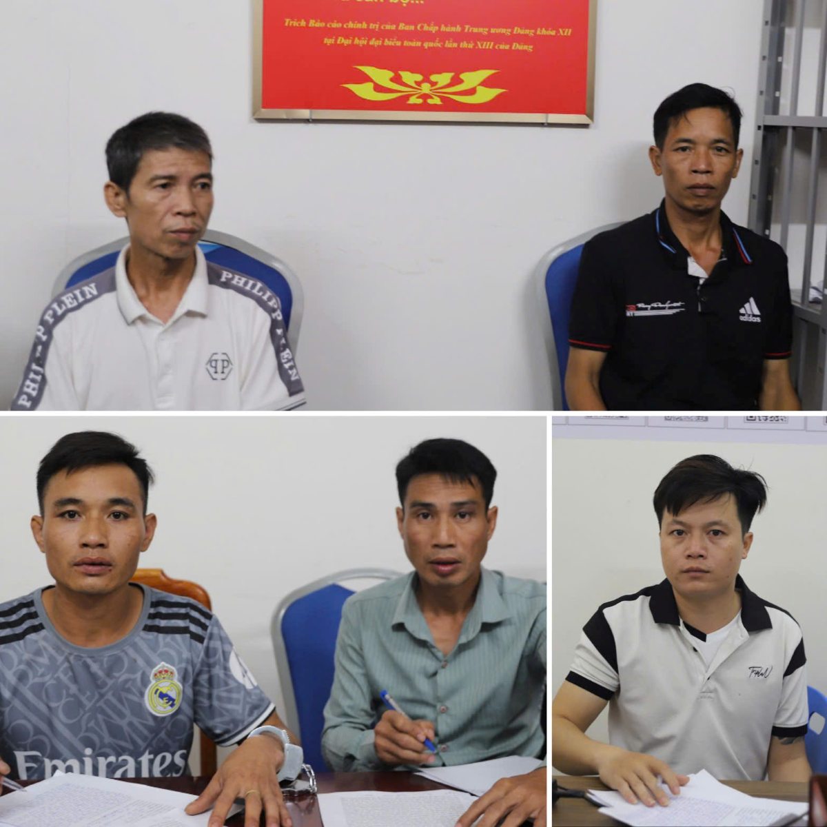 Các đối tượng tại cơ quan công an. Ảnh: Công an TP Hải Phòng