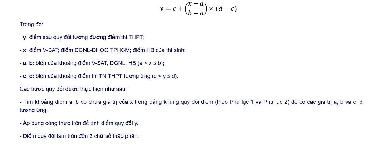 Cong thuc quy doi ket qua thi danh gia nang luc Dai hoc Quoc gia TP HCM va V-SAT se duoc quy doi tuong duong voi diem thi tot nghiep THPT. Anh: Nha truong