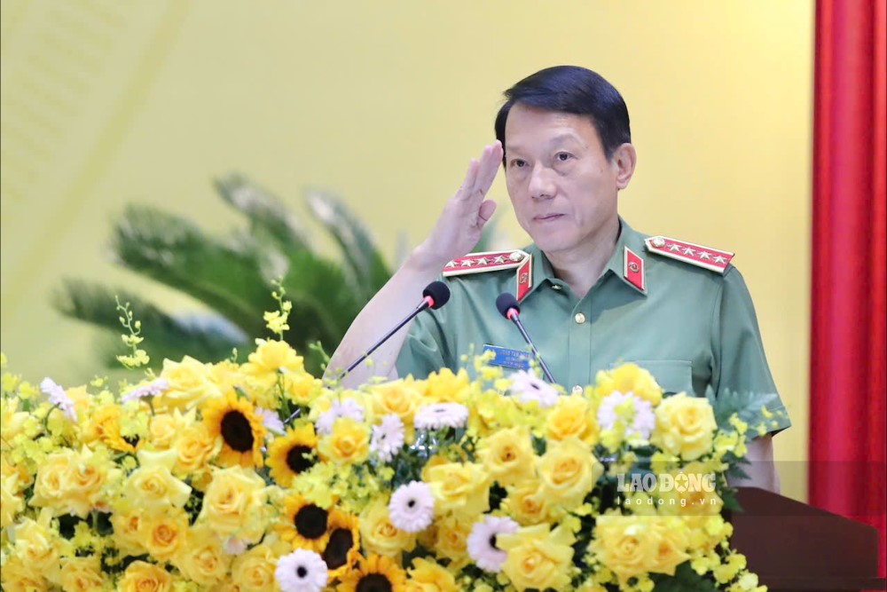 Dai tuong Luong Tam Quang - Bo truong Bo Cong an phat bieu chi dao tai Dai hoi. Ảnh: Viet Dung