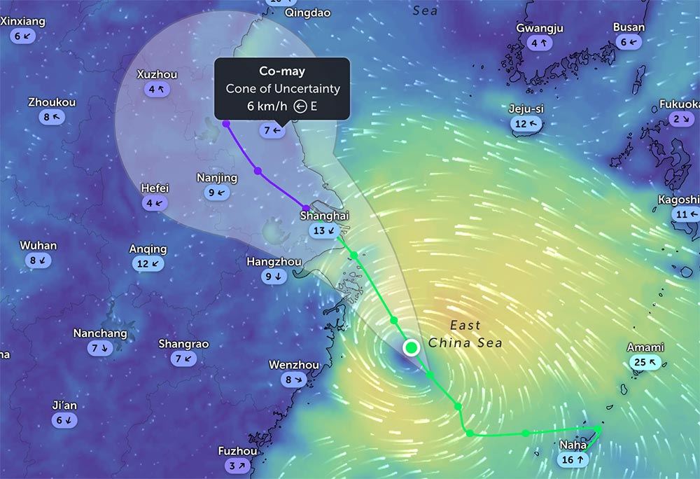Pronostico del camino y la zona de la tormenta numero 4 Co May que azota. Foto: JWTC