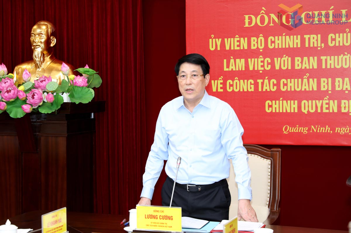 President Luong Cuong, giving a speech at the conference. Photo: Quang Ninh Media Center