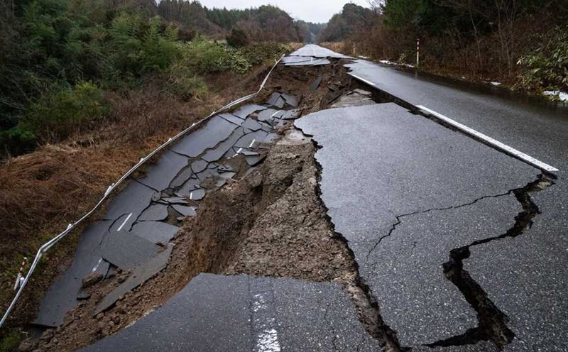 Roads are damaged after an earthquake in Ishikawa, Japan, on January 2, 2024. Photo: Xinhua