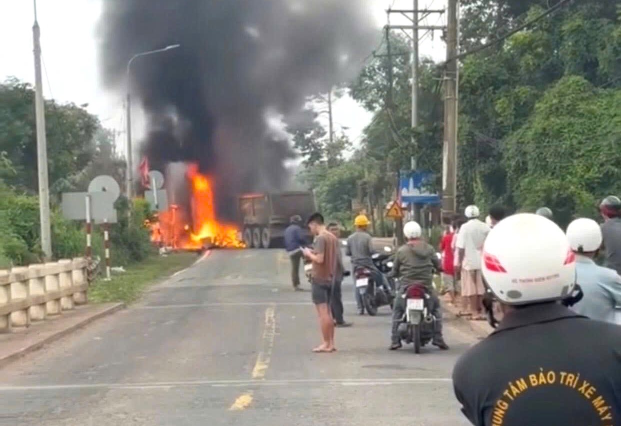 Dong Nai省、省道769号線、ビンアン村での自動車火災現場。写真:住民提供