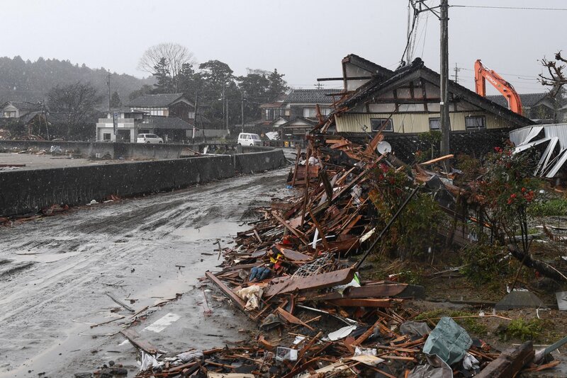 La ciudad de Suzu, provincia de Ishikawa (Japon) despues del desastre del tsunami en enero de 2024. Foto: AFP
