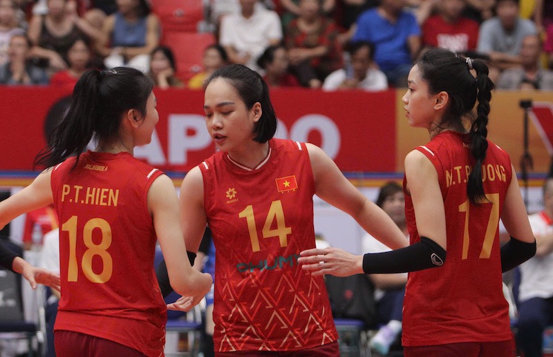 Tuyen bong chuyen nu Viet Nam thang set 1. Anh: Tri Lam