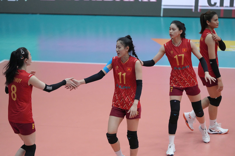 Tuyen bong chuyen nu Viet Nam thang set 2. Anh: VFV