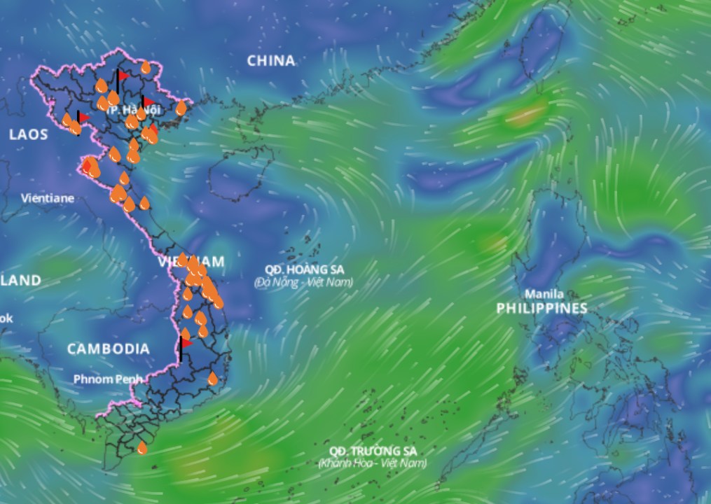 Se pronostica que en las proximas 24 horas, es probable que el area de baja presion se convierta en una depresion tropical. Arriba esta la imagen del campo de viento en el mar actualizado a las 17:00 en 3.7. Fuente: Sistema de monitoreo de desastres naturales de Vietnam