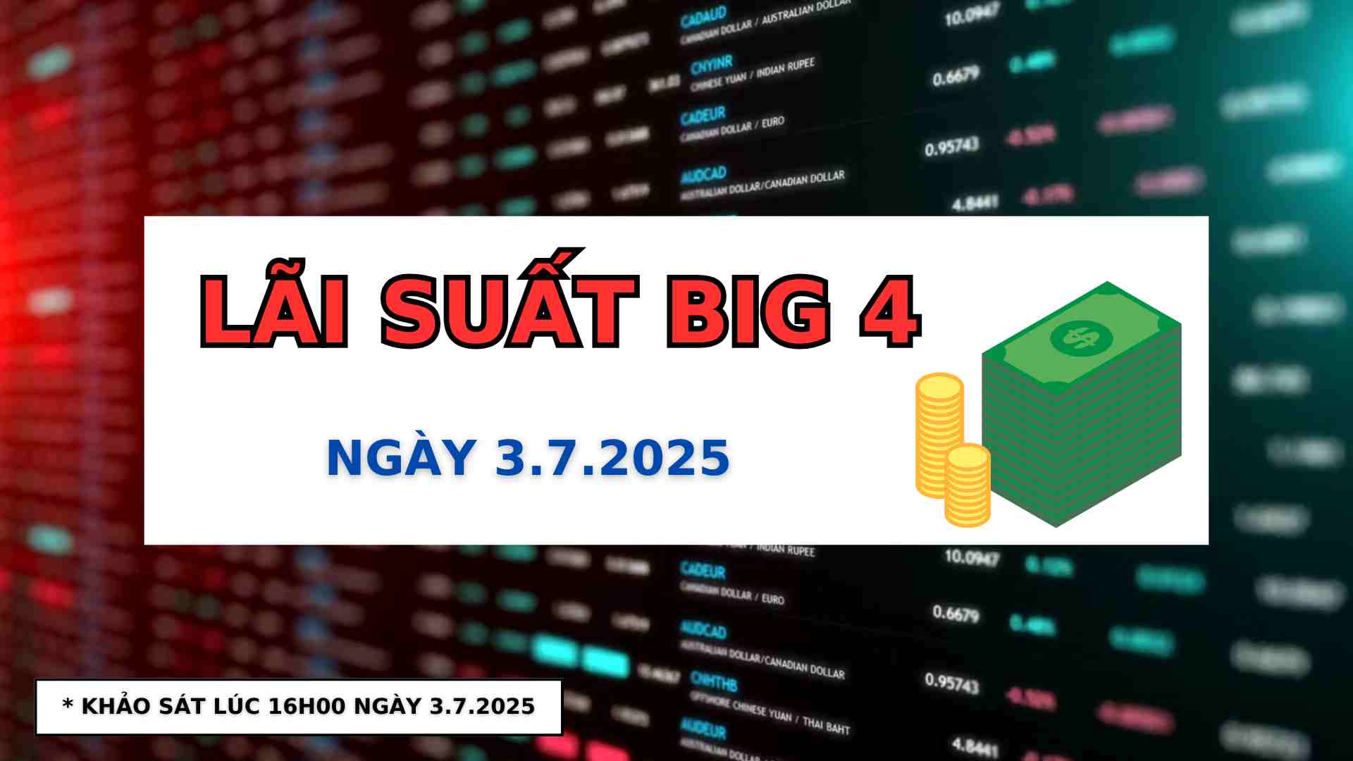 Mettre a jour les taux d'interet Agribank, BIDV, Vietcombank, Vietinbank 3.7.2025. Graphique: Thach Lam