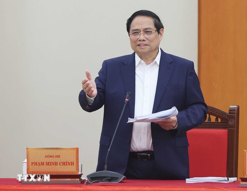 Uy vien Bo Chinh tri, Thu tuong Pham Minh Chinh phat bieu. Anh: Thong Nhat/TTXVN