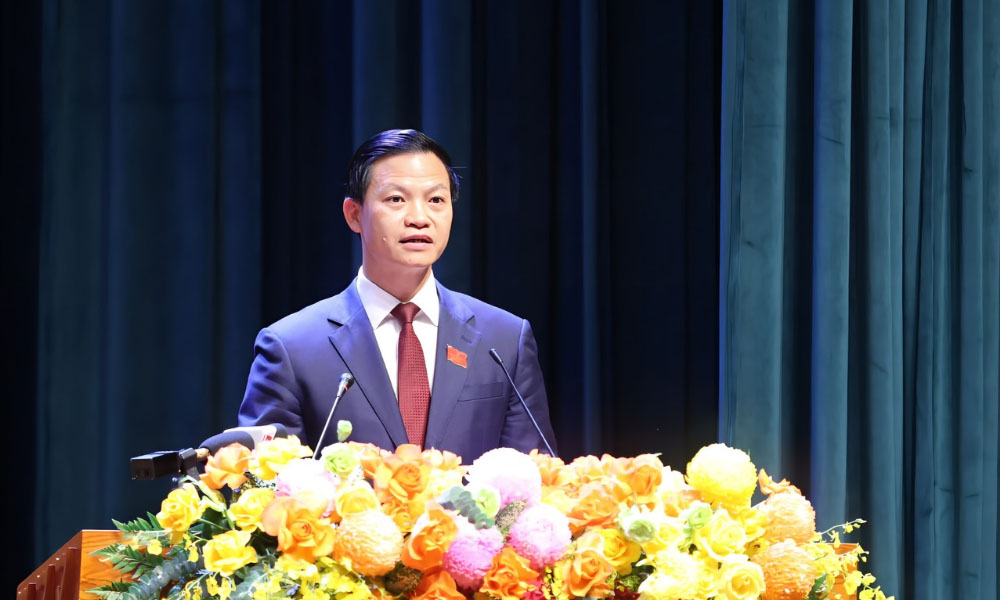 Chairman of the People's Committee of Bac Ninh province Vuong Quoc Tuan gave a speech at the Congress. Photo: Thu Phong