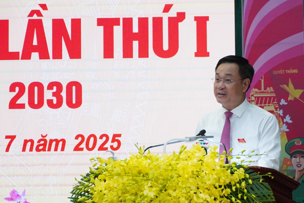 Provincial Party Secretary, Secretary of the Quang Tri Provincial Military Party Committee Le Ngoc Quang spoke at the congress. Photo: quangtri.gov.vn