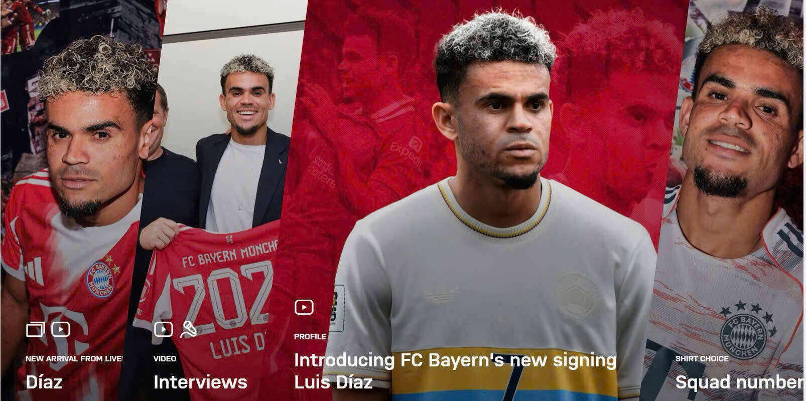 Luis Diaz officially became a player of Bayern Munich. Photo: Bayern Munich homepage