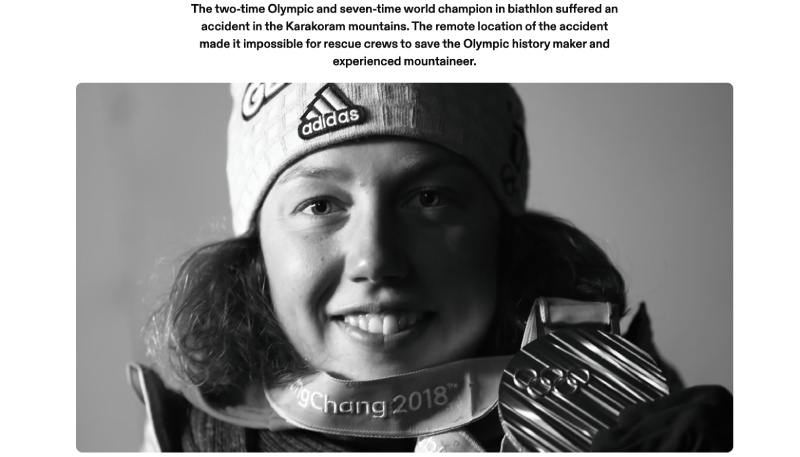 올림픽 챔피언 - Laura Dahlmeier는 등반 사고로 사망했습니다. 사진: 올림픽 홈페이지에서 캡처