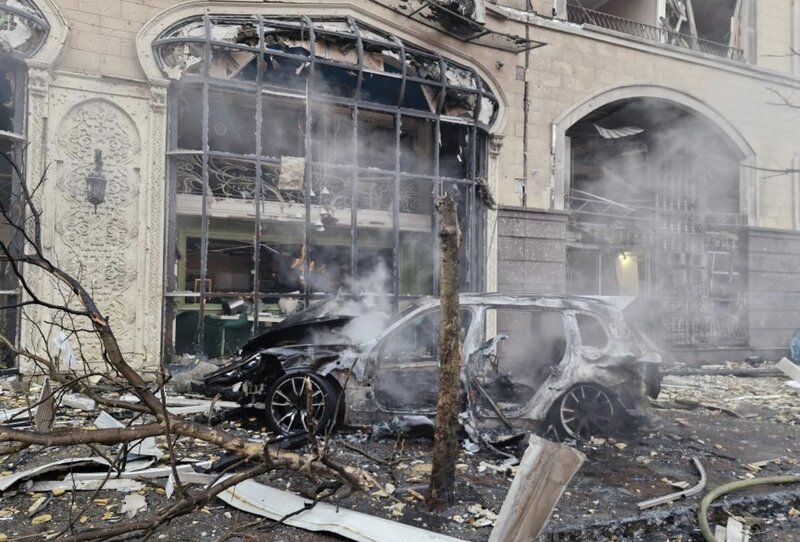 러시아의 공격 후 우크라이나 수도 키예프. 사진: 신화통신