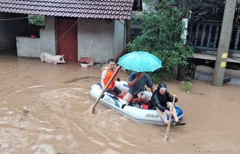 중국의 홍수. 사진: 신화통신