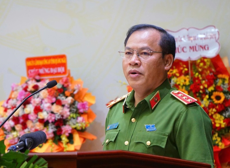 Thuong tuong Nguyen Van Long - Thu truong Bo Cong an phat bieu chi dao tai Dai hoi Cong an TP.Da Nang. Anh: CACC