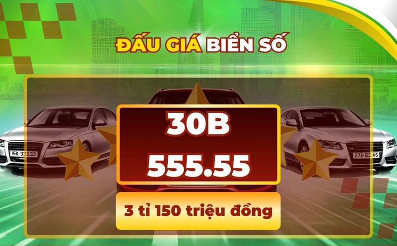 License plate 30B-555.55 has a huge price in the auction on July 31