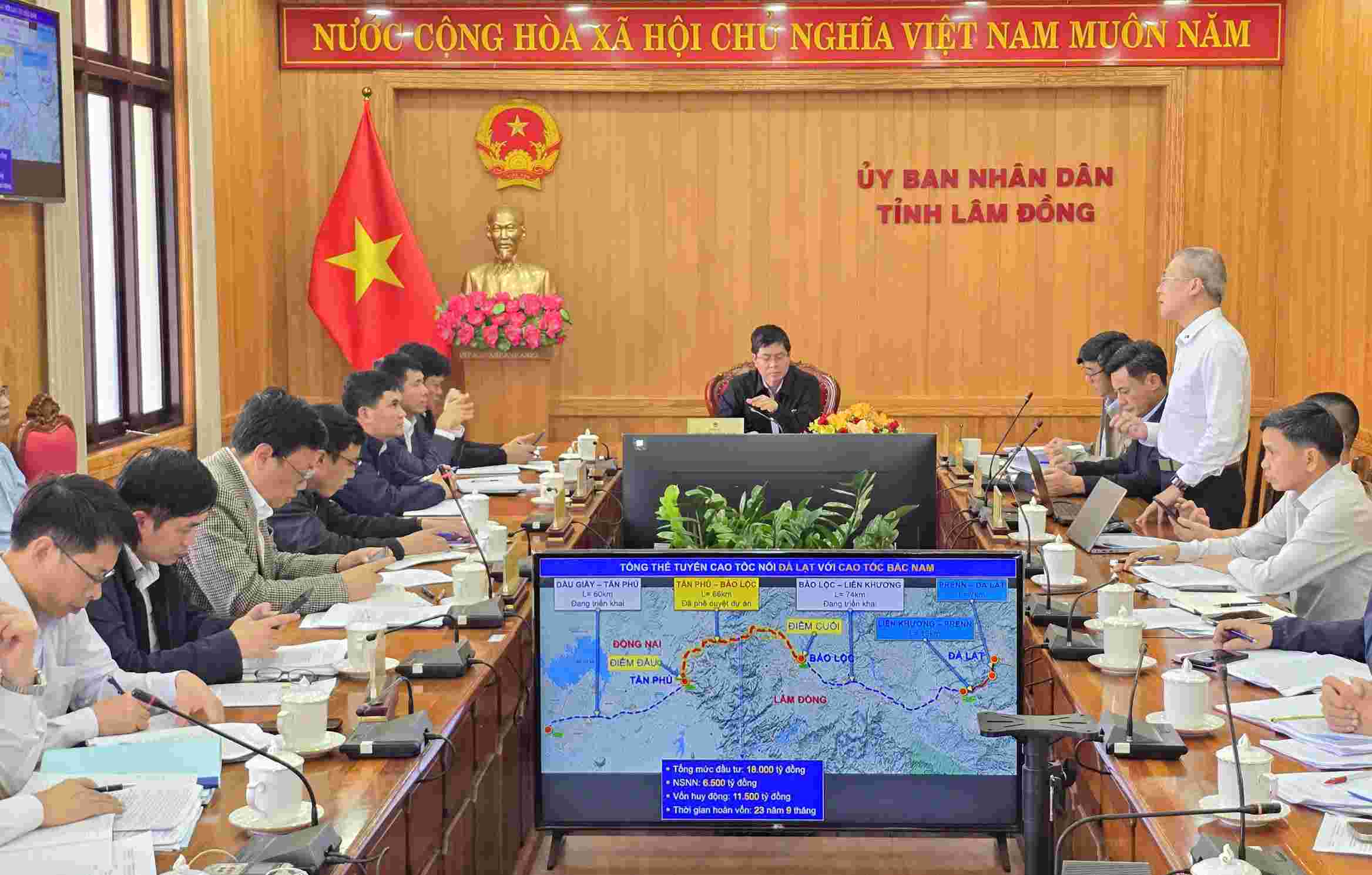 ラム・ドン州人民委員会は、Tan Phu -Bao Loc Expressway Projectに関連するDeo Ca Groupおよびユニットの代表者との会議を開催しました。写真：ラムホン