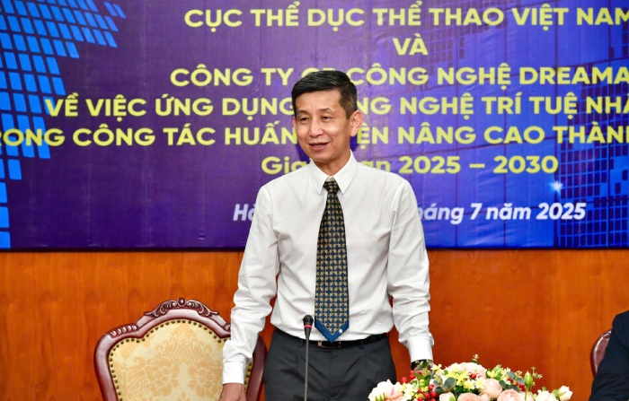 Cuc truong Cuc The duc The thao Nguyen Danh Hoang Viet phat bieu tai buoi le. Anh: Cuc TDTT