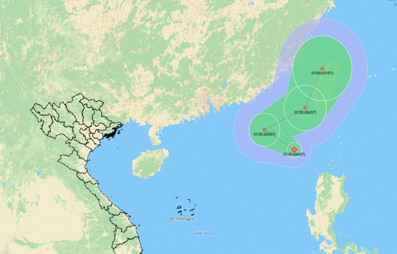 Ap thap nhiet doi dot ngot quay dau tren Bien Dong. Anh: Trung tam Du bao Khi tuong Thuy van quoc gia