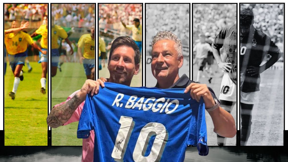 Roberto Baggio gives Lionel Messi a priceless gift. Graphics: Le Vinh