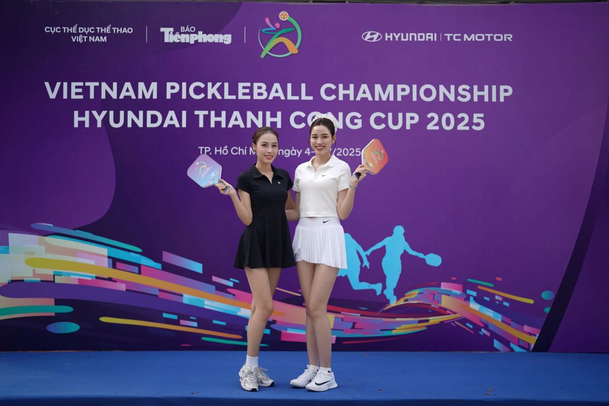 Hoa hau Do Thi Ha hao hung tham du giai Pickleball Viet Nam tai TPHCM. Anh: Duy Anh