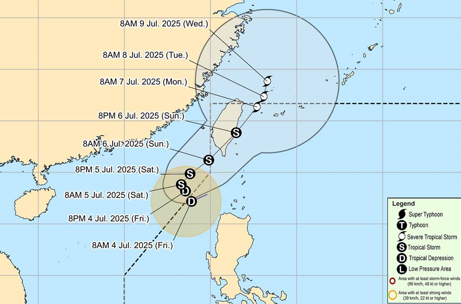 Cap nhat vi tri cua ap thap nhiet doi sap thanh bao so 2 tren Bien Dong. Anh: PAGASA