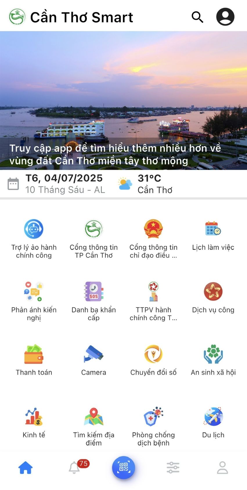 Ung dung Can Tho Smart tich hop nhieu tien ich phuc vu nguoi dan va doanh nghiep.
