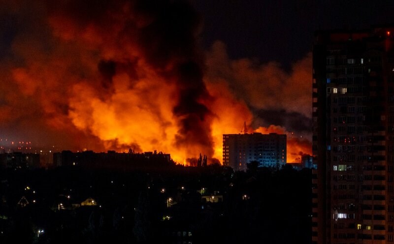 Ukraine's capital Kiev in a Russian UAV attack on July 3. Photo: AFP