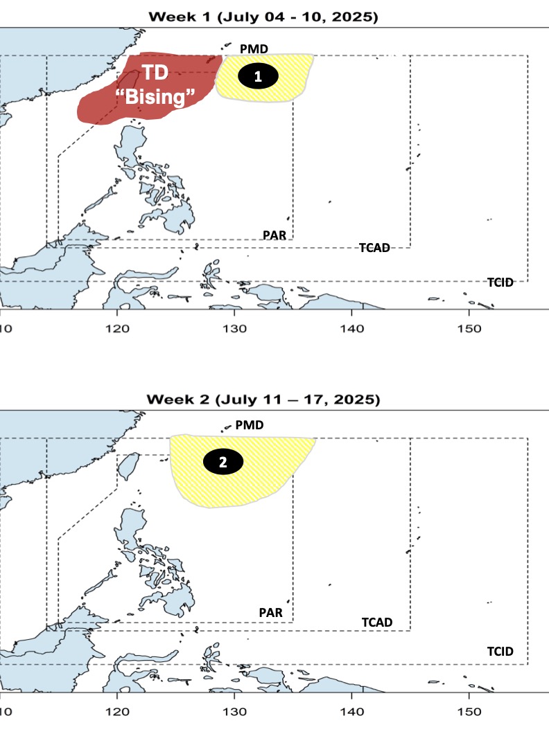 Du bao ap thap noi ap thap xuat hien gan Bien Dong sau bao Danas. Anh: PAGASA