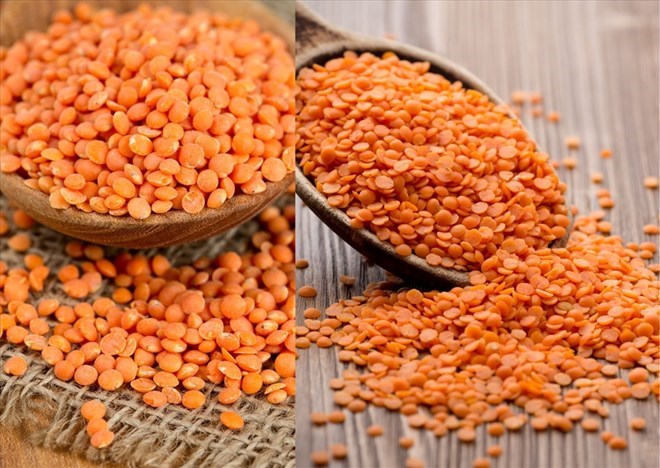 Cooked lentils, combined with quinoa and baked vegetables are a dish rich in protein. Photo: Doan Hang.