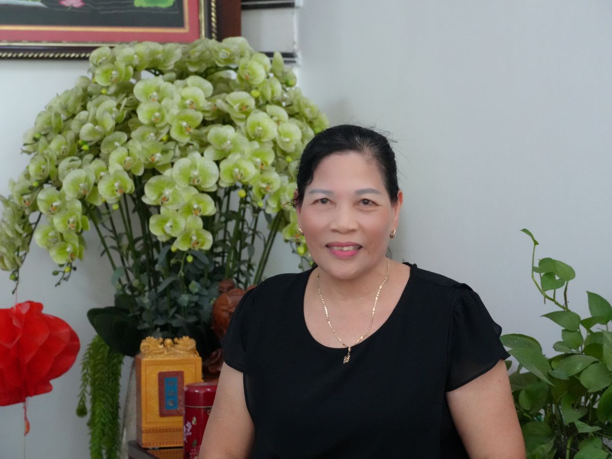 Ba Nguyen Thi Hoa (tru phuong Hac Thanh, tinh Thanh Hoa) chia se ve viec tien dien thang 6.2025 tang cao. Anh: Manh Hung