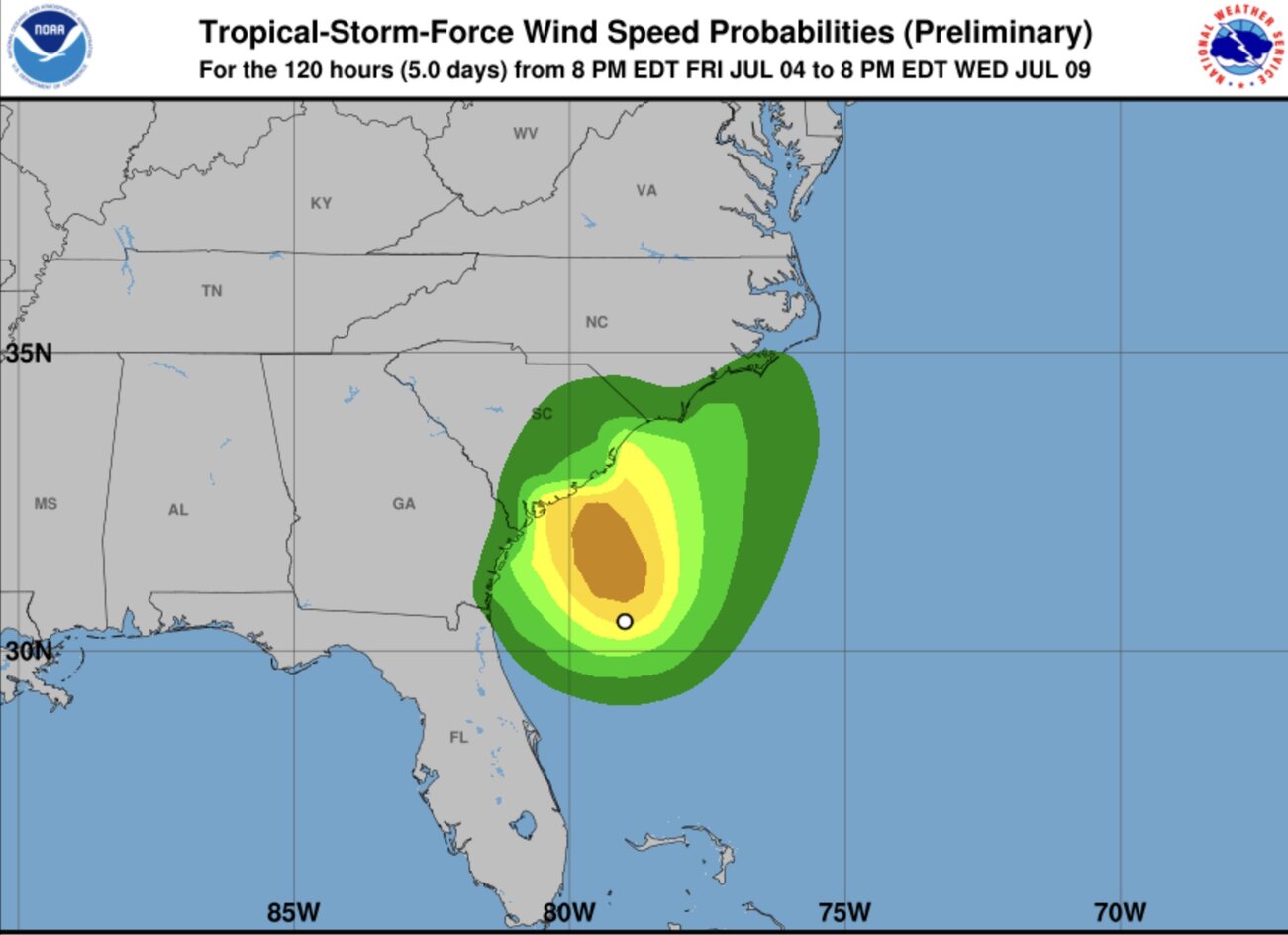 Pronto se formara el pronostico de la tormenta de Chantal. Foto: NOAA