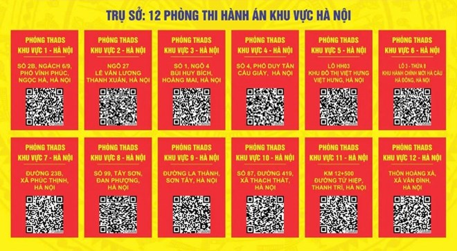 Chi tiết trụ sở 12 phòng thi hành án dân sự khu vực tại Hà Nội