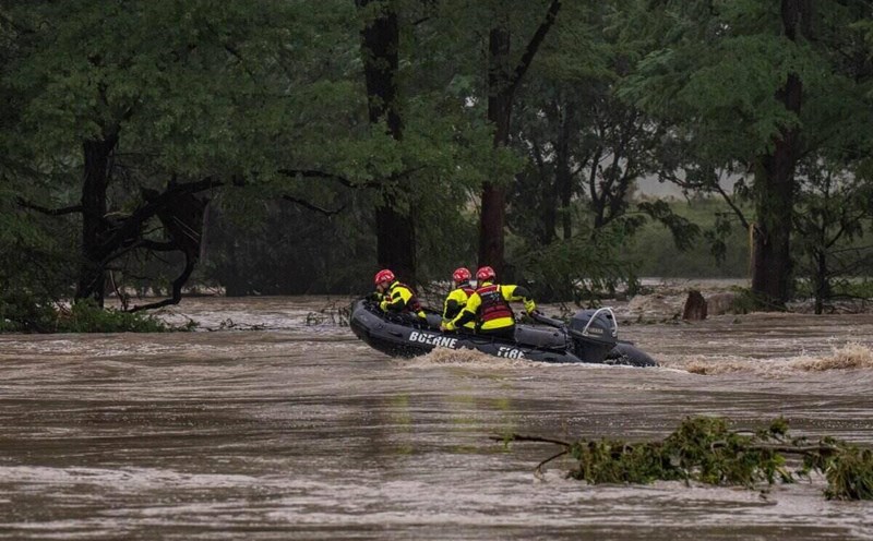 Search and rescue teams move on the floodwaters of the Guadalupe River in Texas, USA. Photo: AFP