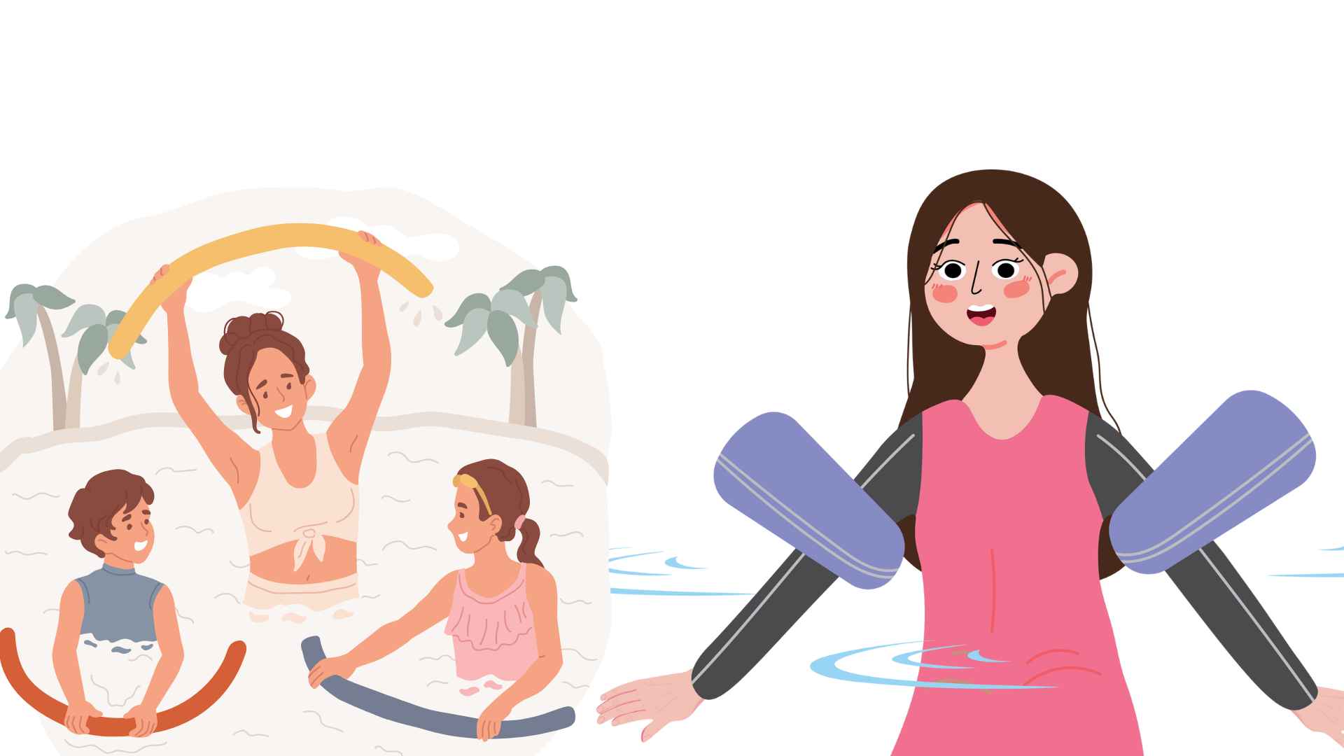 水中のいくつかのエクササイズは、脂肪を燃焼させ、体重を減らすのに役立ちます。グラフィック: Ha May