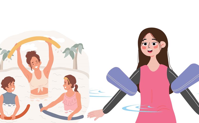 Some water exercises can help burn fat, lose weight. Graphics: Ha May