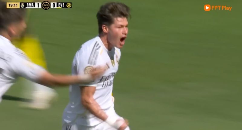 Real Madrid defeated Dortmund 3-2 in the quarter-finals of the 2025 FIFA Club World Cup. Photo cut from FPT Play video