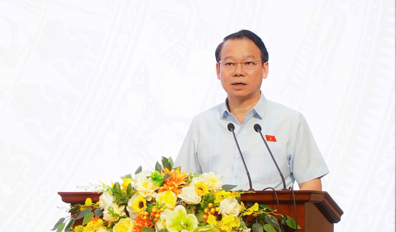 Bo truong Do Duc Duy phat bieu tai hoi nghi.