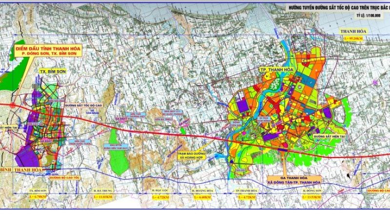 Thanh Hoa성을 통과하는 고속철도 노선의 일부 구간. 사진: Xuan Hung