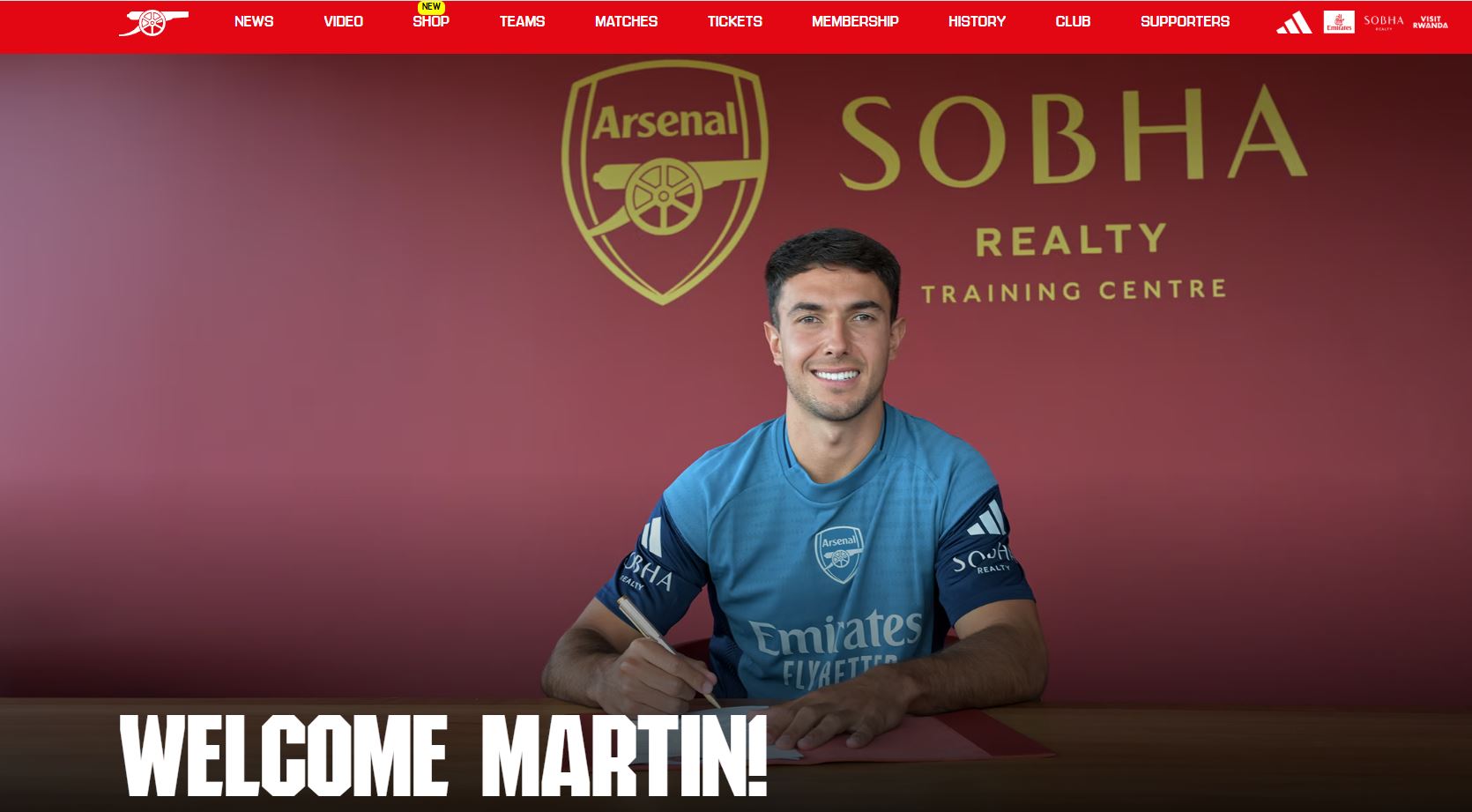 마르틴 주비멘디는 혼다 거너스가 되었습니다. 사진: 아스날 공식 홈페이지