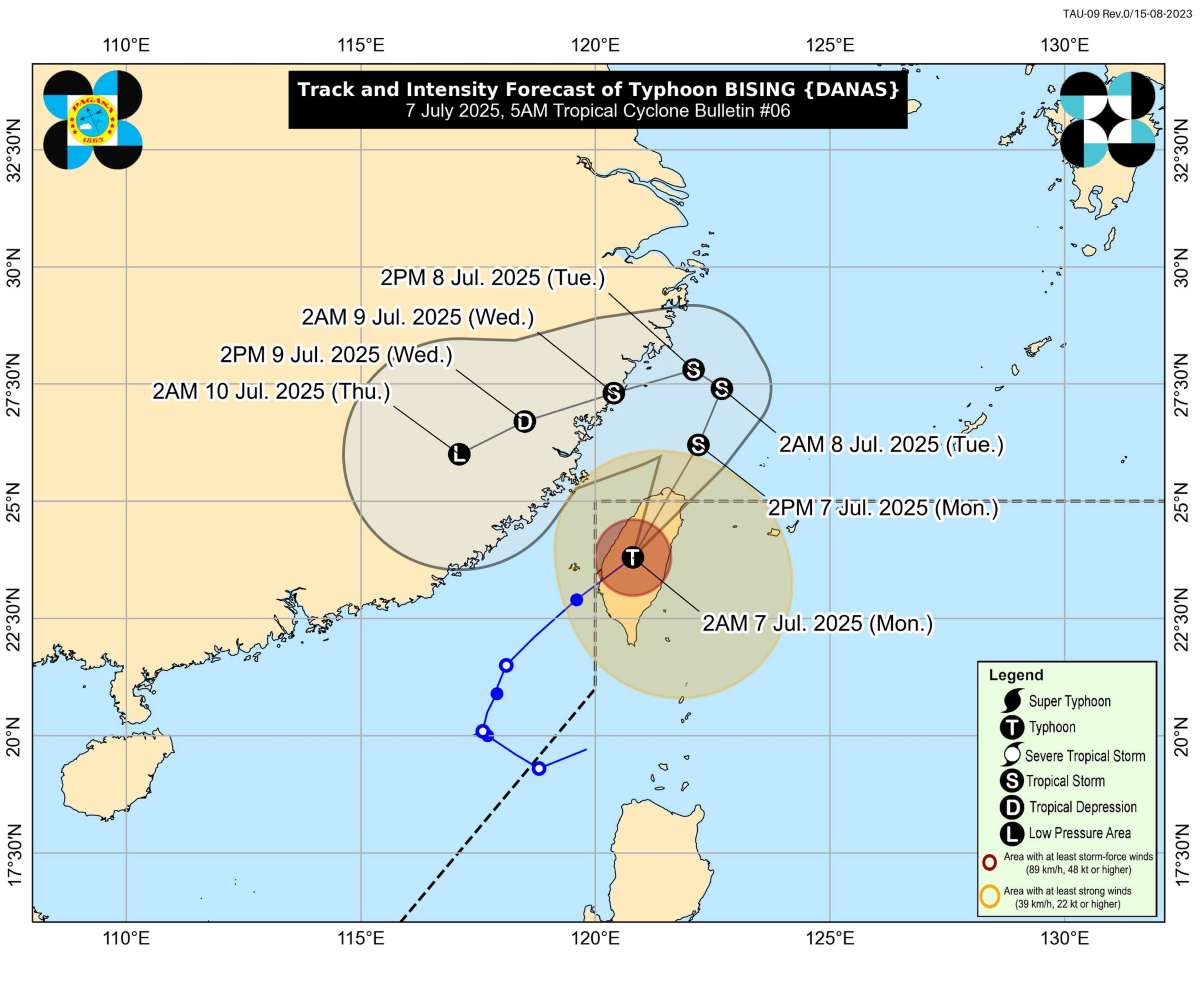 Du bao duong di cua bao so 2 Danas. Anh: PAGASA