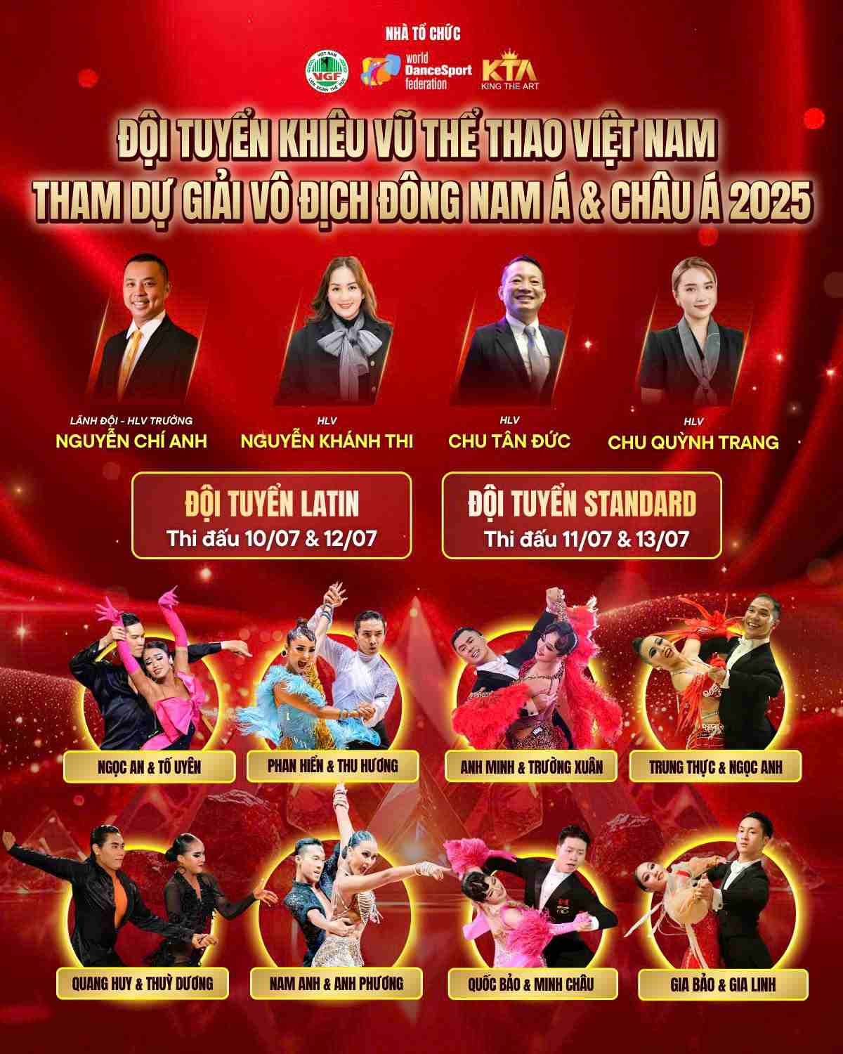 Cac van dong vien khieu vu the thao noi tieng nhat Viet Nam se tham du cac giai dau Dong Nam A, chau A va the gioi trong it ngay toi. Anh: KTA