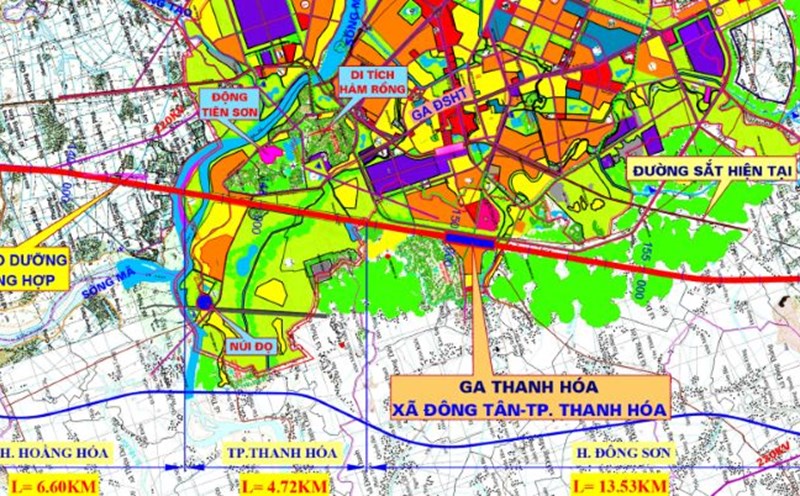 According to the pre-feasibility report, the high-speed railway passenger station will be located in Dong Son ward, Thanh Hoa. Photo: Xuan Hung