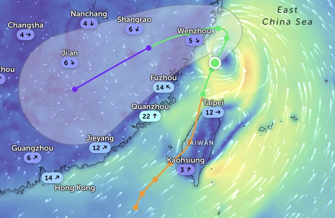 Se pronostica que Danas Storm gira hacia el oeste - suroeste en 8.7. Foto: Zoom Earth